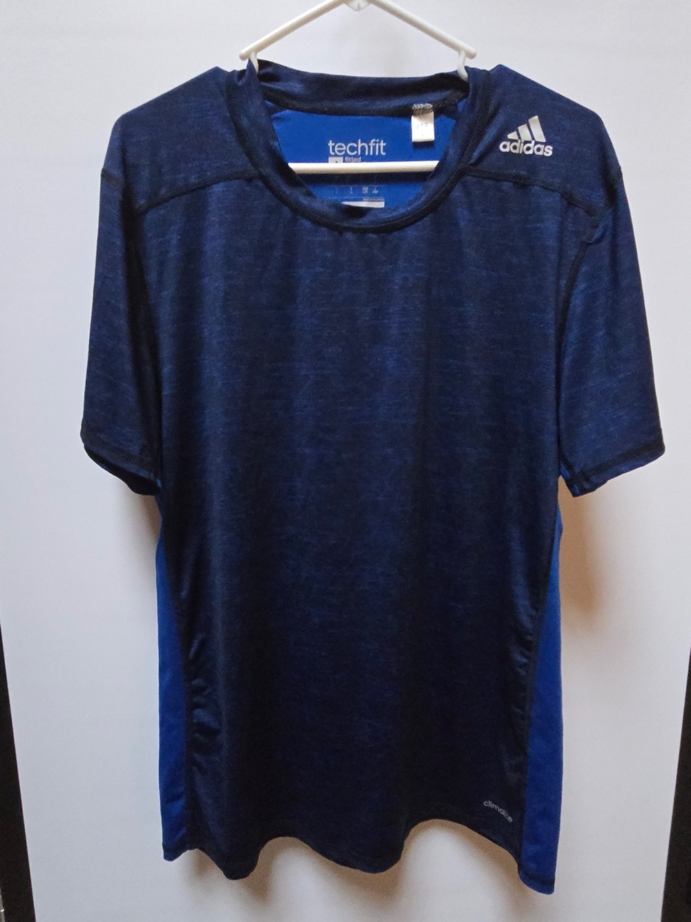 adidas Techfit Men's Dark Navy and Royal Blue Athletic Shirt - Large